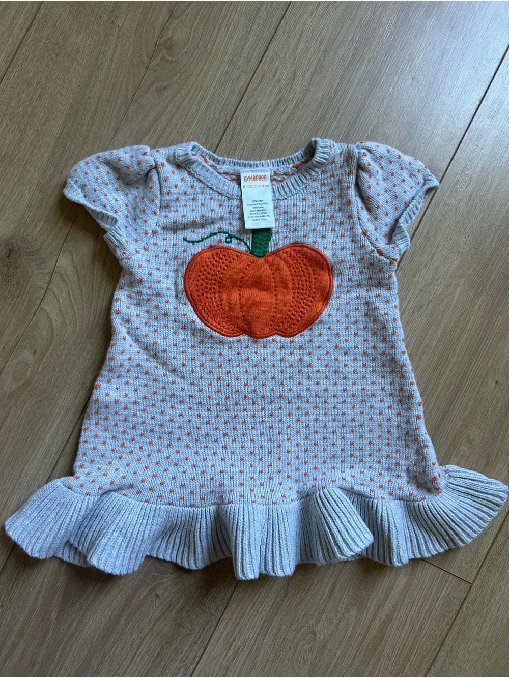 Gymboree Cream Knit Dress with Orange Pumpkin Applique